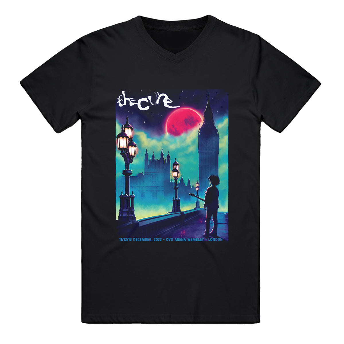 LONDON EVENT RED MOON BLACK V-NECK