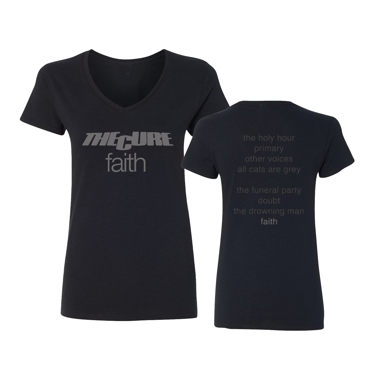 Faith Logo Women's Black V-Neck T-Shirt