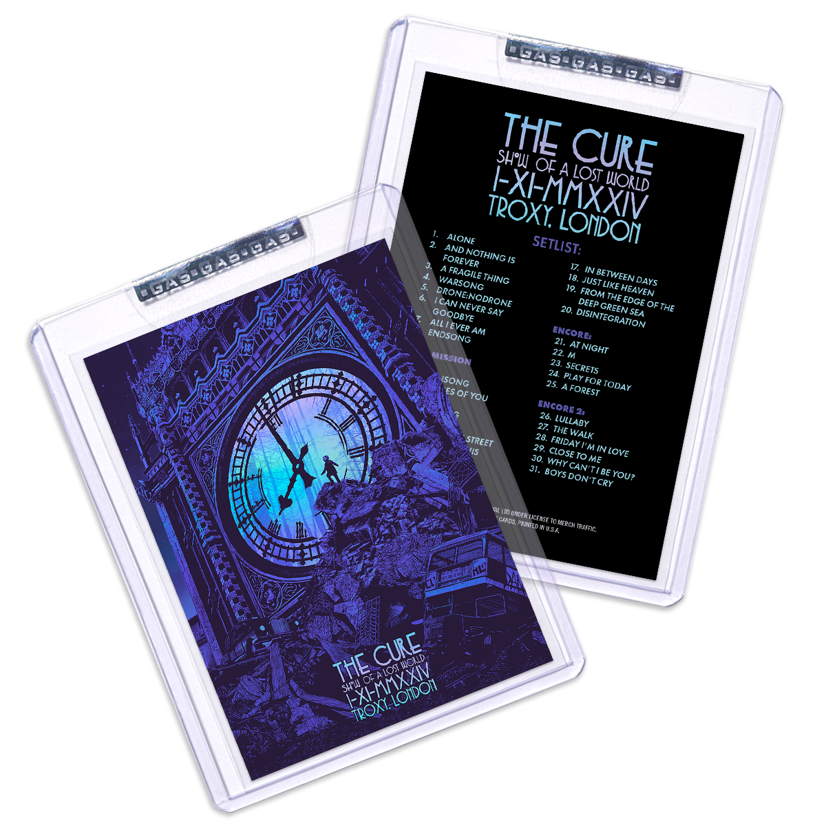 GAS THE CURE NOVEMBER 1, 2024, TROXY LONDON 2ND EDITION TRADING CARD ILLUSTRATED BY DANIEL DANGER